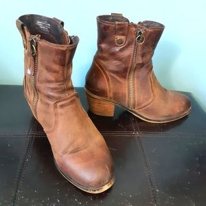 Brown leather booties